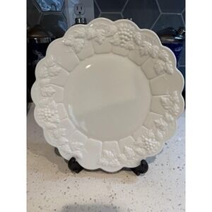 Westmoreland Paneled Grape Milk Glass 10 1/2" Dinner  Plate Mid Century